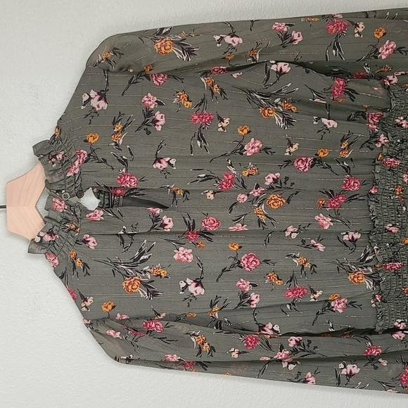 Drew from Anthropologie Green Floral Longsleeve Dress NWT - Picture 9 of 10
